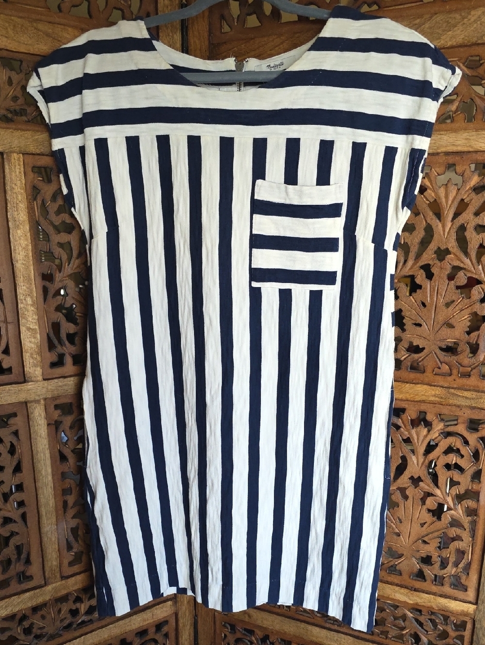 Madewell Mixed Stripe Tunic Dress / Long Top – Navy & White | Size Small